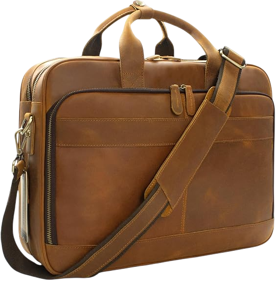 Light Brown Genuine Leather Briefcases for Men